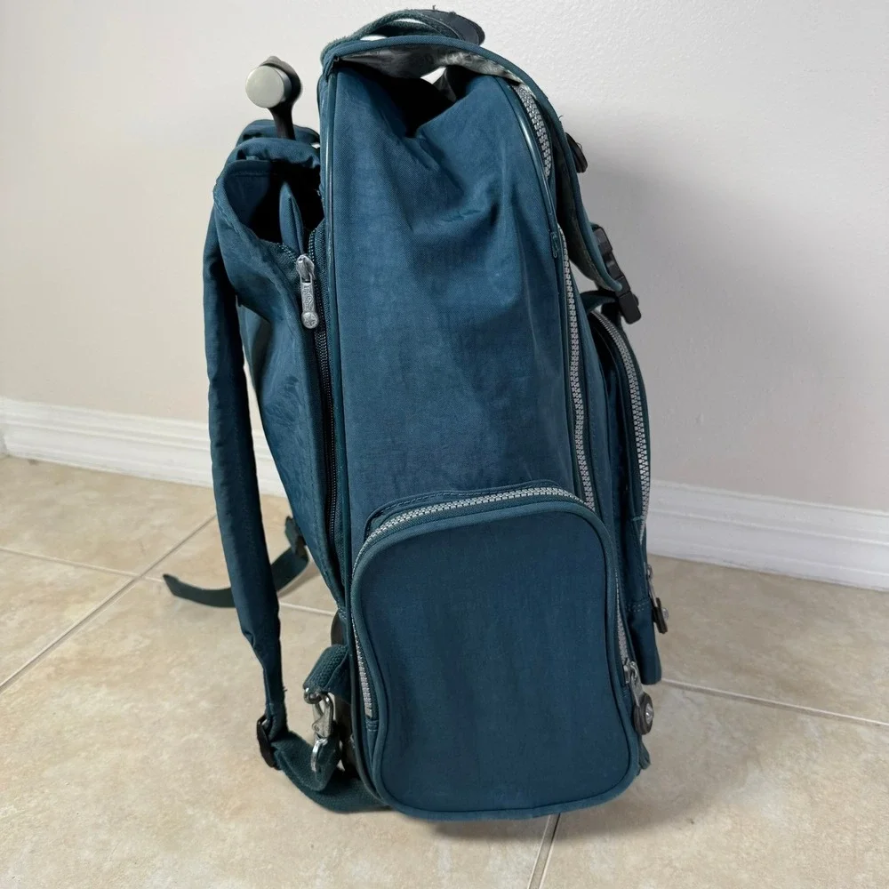 Kipling Alcatraz Rolling Backpack Unisex Large Teal Blue Convertible Laptop Bag